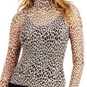 LOVE, FIRE MESH MOCK-NECK TOP